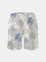 Men's Swim Trunks Hawaiian Tropical Palm Tree Beach Shorts with Pockets