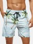 Men's Swim Trunks Hawaiian Tropical Palm Tree Beach Shorts with Pockets