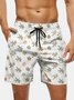 Men's Swim Trunks Hawaiian Tropical Palm Tree Beach Shorts with Pockets