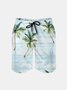 Men's Swim Trunks Hawaiian Tropical Palm Tree Beach Shorts with Pockets