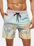 Men's Swim Trunks Hawaiian Tropical Palm Tree Beach Shorts with Pockets
