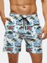 Men's Swim Trunks Hawaiian Tropical Palm Tree Beach Shorts with Pockets