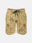 Men's Swim Trunks Hawaiian Tropical Palm Tree Beach Shorts with Pockets