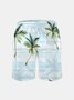 Men's Swim Trunks Hawaiian Tropical Palm Tree Beach Shorts with Pockets