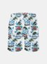 Men's Swim Trunks Hawaiian Tropical Palm Tree Beach Shorts with Pockets