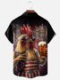 Moisture-wicking American Flag Rooster Beer Chest Pocket Casual Shirt