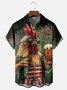 Moisture-wicking American Flag Rooster Beer Chest Pocket Casual Shirt