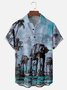 Moisture-wicking Star Robot Chest Pocket Hawaiian Shirt