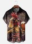Moisture-wicking American Flag Rooster Beer Chest Pocket Casual Shirt