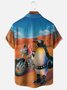 Moisture Wicking Motorcycle Penguin Chest Pocket Hawaiian Shirt