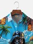 Moisture-wicking Star Beach Coconut Tree Chest Pocket Hawaiian Shirt