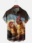 Moisture Wicking Funny Chicken Chest Pocket Hawaiian Shirt