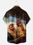 Moisture Wicking Funny Chicken Chest Pocket Hawaiian Shirt