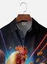 Moisture Wicking Fun Burger Hot Dog Chicken Chest Pocket Hawaiian Shirt