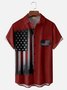 Hardaddy American Flag Chest Pocket Short Sleeve Casual Shirt