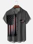 Hardaddy American Flag Chest Pocket Short Sleeve Casual Shirt