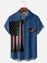 Hardaddy American Flag Chest Pocket Short Sleeve Casual Shirt