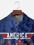 Tall Size Moisture-wicking Independence Day Rooster American Flag Chest Pocket Casual Shirt