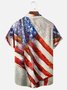 Tall Size Moisture-wicking American Flag Painted Chest Pocket Hawaiian Shirt