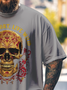 Big Size Men's  Rock Punk Skull Art Loose Fit T-shirt