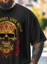 Big Size Men's  Rock Punk Skull Art Loose Fit T-shirt