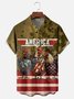 Tall Size Moisture-wicking Independence Day Rooster American Flag Chest Pocket Casual Shirt