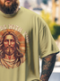 Big Size Men's  Religious Jesus Art Loose Fit T-shirt