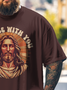 Big Size Men's  Religious Jesus Art Loose Fit T-shirt