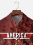 Tall Size Moisture-wicking Independence Day Rooster American Flag Chest Pocket Casual Shirt