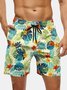 Men's Swim Trunks Hawaiian Tropical Palm Tree Beach Shorts with Pockets