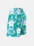 Men's Swim Trunks Hawaiian Tropical Floral Beach Shorts with Pockets