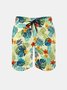 Men's Swim Trunks Hawaiian Tropical Palm Tree Beach Shorts with Pockets