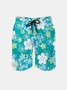 Men's Swim Trunks Hawaiian Tropical Floral Beach Shorts with Pockets