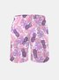 Men's Swim Trunks Hawaiian Tropical Palm Tree Pineapple Beach Shorts with Pockets