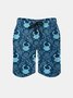Men's Swim Trunks Hawaiian Marine Crab Beach Shorts with Pockets