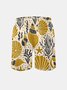 Men's Swim Trunks Hawaiian Marine Life Beach Shorts with Pockets