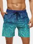 Men's Swim Trunks Hawaiian Tropical Palm Tree Beach Shorts with Pockets