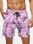 Men's Swim Trunks Hawaiian Tropical Palm Tree Pineapple Beach Shorts with Pockets