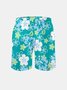 Men's Swim Trunks Hawaiian Tropical Floral Beach Shorts with Pockets