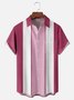 Hardaddy Shirts For Father Geometric Stripe Chest Pocket Short Sleeve Bowling Shirt