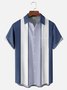 Hardaddy Shirts For Father Geometric Stripe Chest Pocket Short Sleeve Bowling Shirt