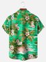 Big Size Moisture-wicking Tropical Hibiscus Flower Chest Pocket Hawaiian Shirt