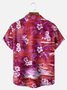 Big Size Moisture-wicking Tropical Hibiscus Flower Chest Pocket Hawaiian Shirt