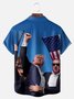 Big Size Moisture-wicking President Trump Chest Pocket Casual Shirt