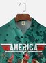 Big Size Moisture-wicking Independence Day Rooster American Flag Chest Pocket Casual Shirt