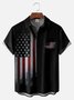 Big Size Moisture-wicking American Flag Chest Pocket Bowling Shirt