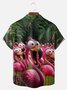 Big Size Moisture-wicking Flamingo Funny Shock Art Chest Pocket Hawaiian Shirt