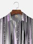 Big Size Moisture-wicking Classic Abstract Textured Vertical Stripe Chest Pocket Casual Shirt