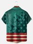 Big Size Moisture-wicking Independence Day Rooster American Flag Chest Pocket Casual Shirt