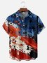 Big Size Moisture-wicking American Flag Oil Painting Ink Art Chest Pocket Casual Shirt
